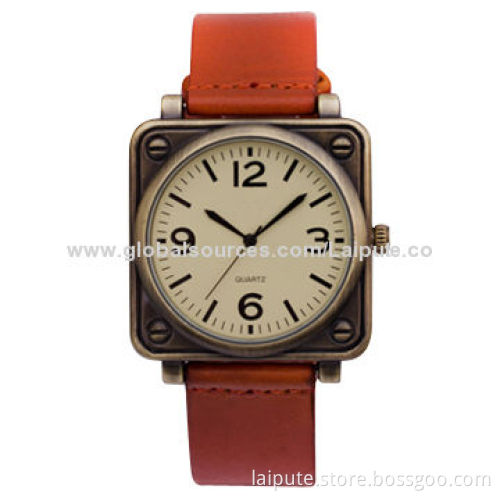 Fashionable Colorful Ladies' Watch with Alloy Case, Leather Band, Vintage StyleNew